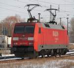 152 117-8 abgestellt im Bahnhof Wismar.10.02.2012