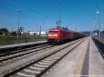 152 028-7 mit dem Gterzug bei der Durchfahrt in Bergen auf Rgen am 7.6.13 