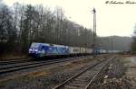 152 138-8 mit Container durch Cornberg Ri. Göttingen am 09.03.2013