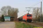 152 170 mit Güterzug in Neukloster (Kreis Stade) auf dem Weg nach Maschen Rbf. am 18.03.2015