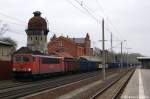155 130-8 mit gemahlene Steinkohle von der PKP-Cargo in Rathenow in Richtung Stendal unterwegs. 06.04.2011 