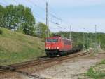 155 085 kam mit leeren Rhrenwagen von Mukran am 11.Mai 2011 in den Bahnhof Lietzow.