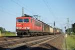 155 149-8 mit einem gemischten Gterzug in Friesack(Mark) in Richtung Neustadt(Dosse) unterwegs. 30.05.2011