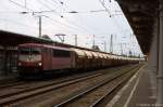155 219-9 DB Schenker Rail Deutschland AG mit einem Harnstoffzug in Stendal. Nach einem Personalwechsel ging die Fahrt in Richtung Wittenberge weiter. 10.07.2014