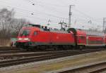 182 007-5(Lizenz fr 230 km/h) mit RE 4310 von Rostock Hbf nach Hamburg Hbf bei der Ausfahrt im Rostocker Hbf.19.02.2016