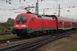 182 009-1 mit RE 4305(Hamburg-Rostock)bei der Einfahrt im Rostocker Hbf.01.10.2016