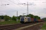 183 705 WLC - Wiener Lokalbahnen Cargo GmbH mit einem Containerzug in Satzkorn, in Richtung Priort unterwegs.