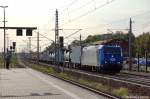 185 519-6 der ITL mit einem Containerzug in Rathenow Richtung Wustermark unterwegs. 16.09.2011