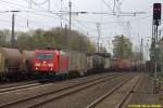 185 363 mit Güterzug aus Maschen bei EInfahrt in Stade Gbf.