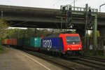 SBB Cargo 482 043 mit Containerzug am 29.04.2016 in Hamburg-Harburg auf dem Weg nach Hamburg-Waltershof