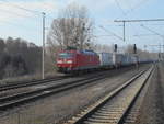 Der KLV nach Verona kam mit der 185 143,am 17.Februar 2019,von Rostock Seehafen durch den kleinen Bahnhof Kratzeburg.