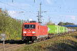 185 232-6 mit einen KLV-zug am Haken. Gru� zur�ck an den Lokf�hrer und 'Werder Bremen Fan'! :)