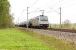 E 186 147-5 Railpool GmbH für HSL Logistik GmbH mit einem Kesselzug  Dieselkraftstoff oder Gasöl oder Heizöl (leicht)  in Nennhausen und fuhr weiter in Richtung Wustermark. 06.05.2017