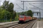 189 005-2 mit Containerzug in Ludwigslust Richtung Wittenberge unterwegs. 15.07.2011