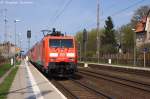 189 018-5 DB Schenker Rail Deutschland AG mit einem Lokzug von Rostock-Seehafen nach Zwickau in Priort.