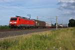 189 063-1 DB Schenker Rail Deutschland AG mit einem gemischtem Gterzug in Vietznitz und fuhr in Richtung Wittenberge weiter.