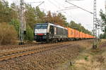 ES 64 F4 - 152 (189 152-2) MRCE Dispolok GmbH für METRANS Rail (Deutschland) GmbH mit einem Containerzug bei Friesack und fuhr weiter in Richtung Wittenberge. 06.01.2018