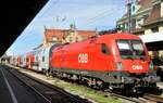ÖBB 1116 147 mit City Shuttle  Wiesel  in Lindau-Insel am 12.09.2022.