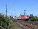 111 130-1 schiebt die RB 32118 Neumarkt/Oberpfalz bei Regensburg Ost.