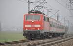 111 026-1 mit Nahverkehrszug in Neu-Ulm Pfuhl am 04.11.2011.
