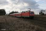 Nachschuss von 112 120-1 als RE18128 nach Magdeburg bei Pilgram. 23.02.12