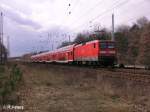 112 108-6 auf den Rckweg und schiebt bei Berlin Friedrichshagen den RE1 Magdeburg HBF 19.03.08