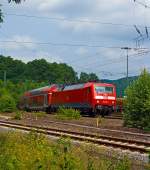 Die 120 207-6 (ex 120 136-7) mit dem RE 9 - Rhein Sieg Express (RSX) Aachen - Kln - Siegen am 13.07.2013 kurz vor dem Bahnhof Betzdorf/Sieg.