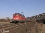 140 644-6 zieht bei Thngersheim ein fast leeren Containerzug.