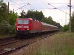 143 300-2 zieht beim ex HP Vogelsang den RB11 Cottbus.01.07.07