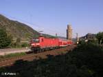 143 856-3 verlsst Oberwesel mit einem RE Koblenz.