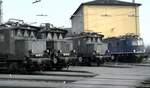144 081-7; 144 156-0; 144 075-9 und 118 027-2 bei einer Veranstaltung in Würzburg am 06.11.1980.