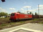 145 042-8 durchfhrt Frankfurt/Oder mit ein Stahlzug aus Ziltendorf.