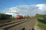 152 008-9 mit einem Langschienentransport in Nürnberg Hohe Marter.