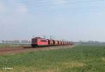 155 269-3 zieht mit einem Getreidezug bei Borsdorf bei Leipzig.