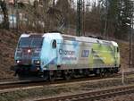 185 152-6 mit K+S Werbung, als Schublok in Geislingen Steige am 21.02.2020.