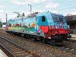 185 367-0  Günni  als Schublok wartet in Amstetten auf Freigabe nach Geislingen/Steige am 03.07.2020.