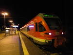 Am 14.Dezember 2019 um 22:27 Uhr verließ 429 030 als RE 13036 nach Stralsund als letzter Flirteinsatz den Bahnhof Bergen/Rügen.