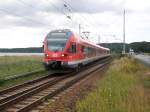 429 028 hat das Ende der zweigleisigen Strecke bei Lietzow am 26.Juli 2010 erreicht.