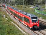 Doppel-Hamster als S-Bahn von Rostock Hbf nach Warnemnde in Warnemnde Werft.09.08.2014