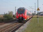 Dadurch das sich die Talent 2 auch auf Rügen ausgebreitet haben,kann man die Triebwagen auch in Altefähr antreffen.Am 06.Oktober 2014 war es 442 346 der auf der Fahrt von Sassnitz nach Rostock in Altefähr eintraf.