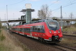 442 338 als S1(Warnemnde-Rostock)bei der Ausfahrt im Haltepunkt Rostock-Marienehe.30.04.2016