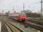 Nach Neustrelitz fuhr der 442 347,am 27.Januar 2020,aus dem Stralsunder Hbf.