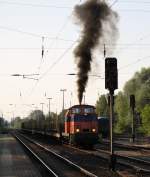 rostocker-fracht-und-fischereihafen-rfh/354152/die-v60-der-firma-rostocker-fracht-und die V60 der Firma Rostocker Fracht-und Fischereihafen GmbH machte am 18.07.2014 im Bahnhof Rostock-Bramow eine Dampflok nach.