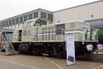 Alstom präsentierte am Freigelände auf der Inno Trans 2014 in Berlin (hier 26.09.2014) die neue Alstom H3 als Hybrid-Variante für das Volkswagenwerk in Wolfsburg.