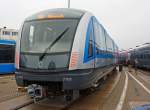   Siemens Rail Systems präsentierte auf der InnoTrans 2014 in Berlin (26.09.2014 auf dem Freigelände einen sechsteiligen U-Bahn-Triebzug des Typs C2 für die U-Bahn München der Münchner
