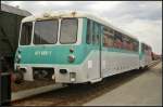 971 605, ehemals Usedomer B�derbahn (UBB), abgestellt auf einem Stumpfgleis am 18.04.2013 im Betriebswerk Cottbus (fotografiert von Stra�e, ex DR 171 805, ex DR 971 005, Umbau 1993 zum Steuerwagen,