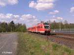 612 055-4 fhrt in Wiesau/Oberpfalz mit dem RE 3695 nach Regensburg.