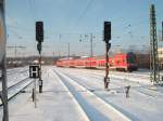 Ausfahrende Rostocker S-Bahn nach Warnemnde am 04.Dezember 2010 beim Verlassen von Rostock Hbf.