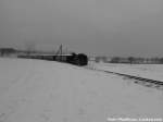 Am 19.3.13 Fhrt RBB Mh 53 mit Dem 2 Zug Des Tages im Zurckgekehrten Winter von Putbus nach Ostseebad Ghren / hier zwischen Putbus & Beuchow