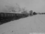 Am 19.3.13 Fhrt RBB Mh 53 mit Dem 2 Zug Des Tages im Zurckgekehrten Winter von Putbus nach Ostseebad Ghren / hier zwischen Putbus & Beuchow